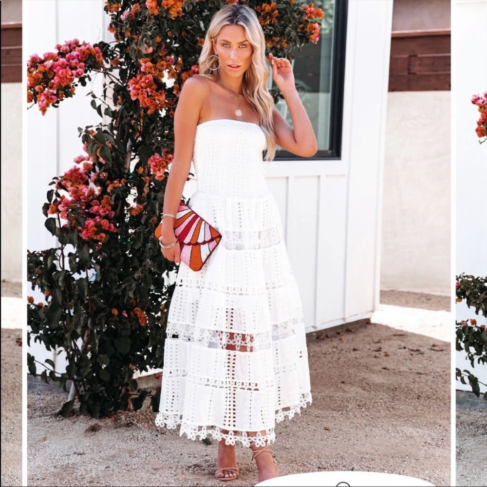 White dress with smocked top